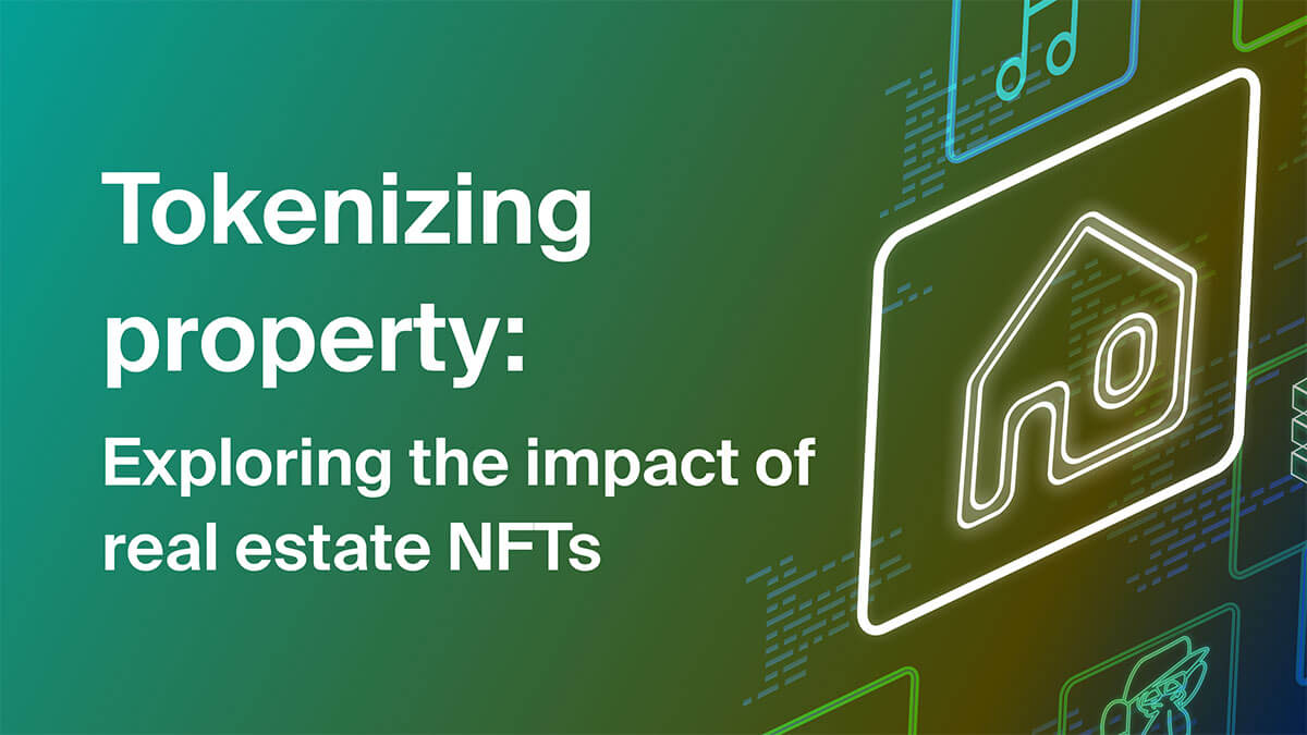 Modern digital dashboard displaying PropertyNFTs connected to global rental properties across multiple continents, illustrating blockchain-based real estate management.