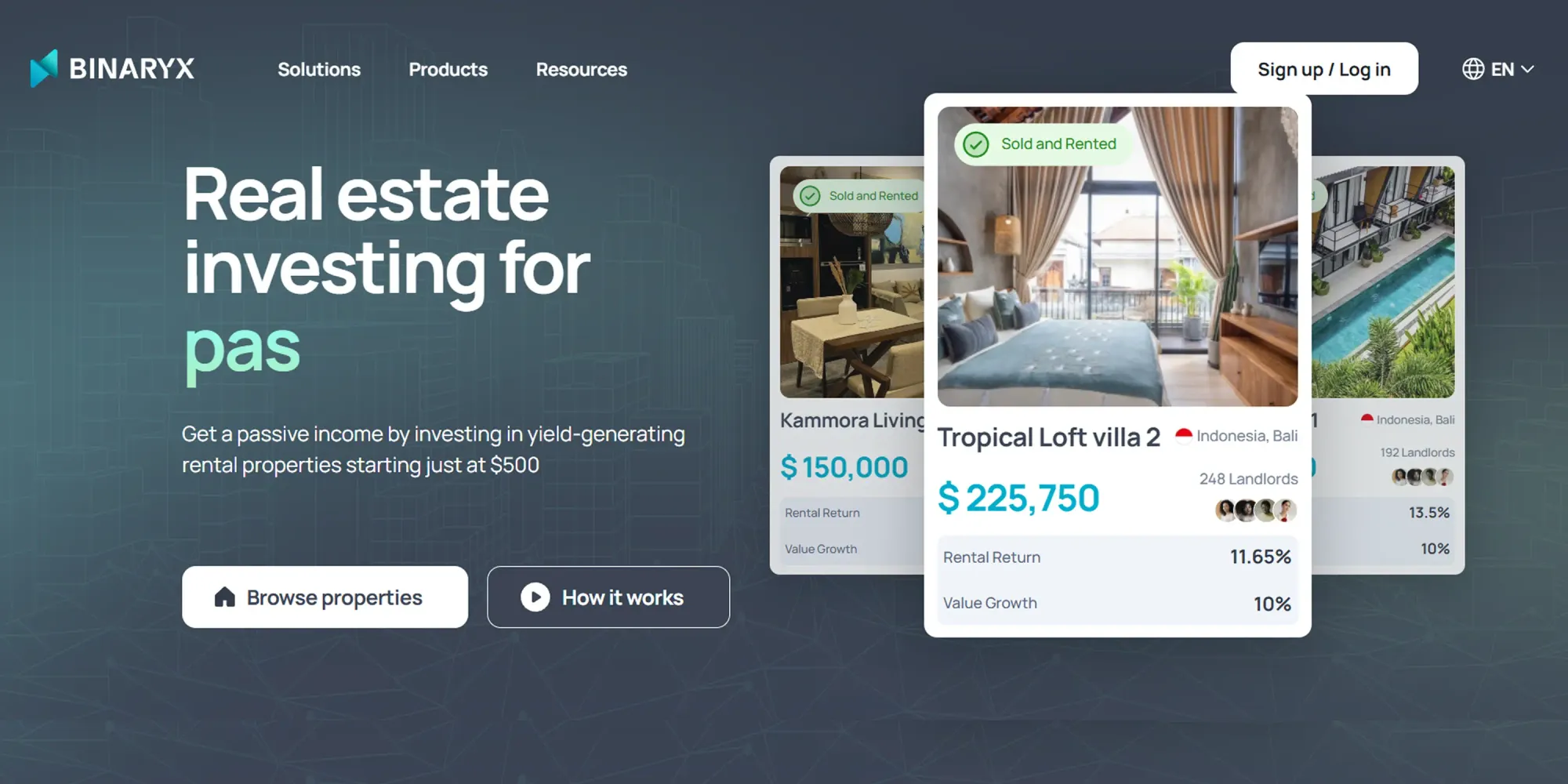 tokenized villa monthly rental income
